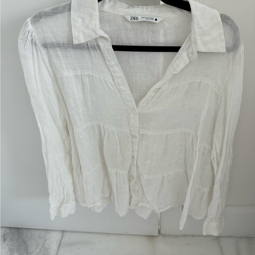 Zara linen White Women's Top